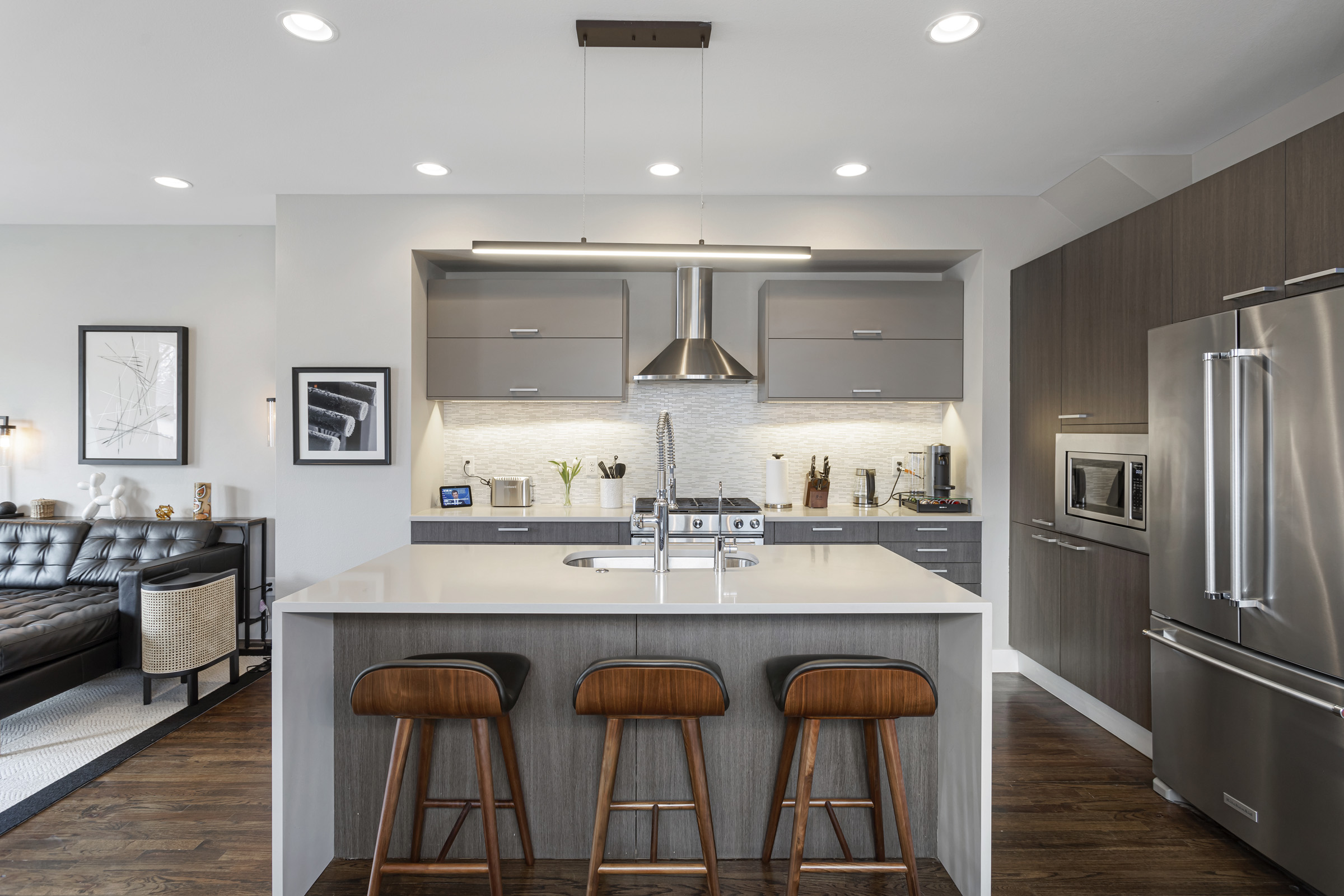 Kitchen with white subway backsplash