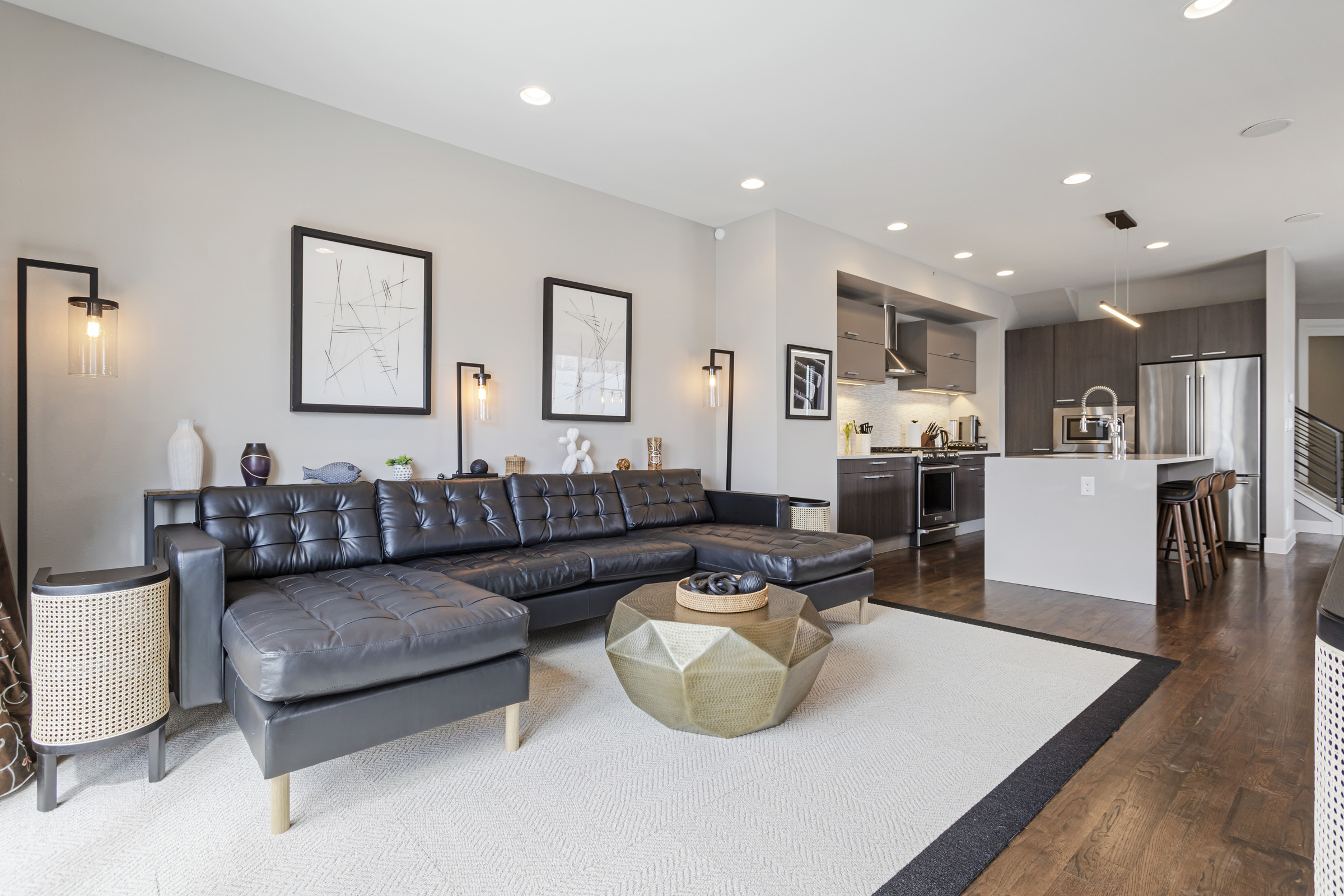 Living room with designer furnishings