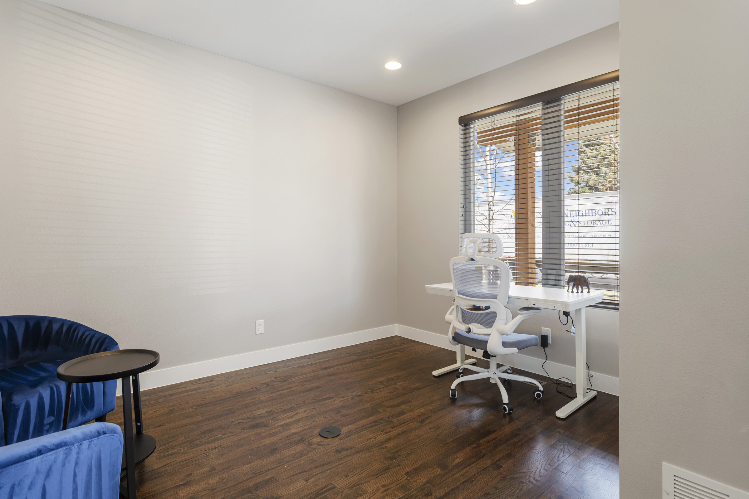 Office with desk and storage