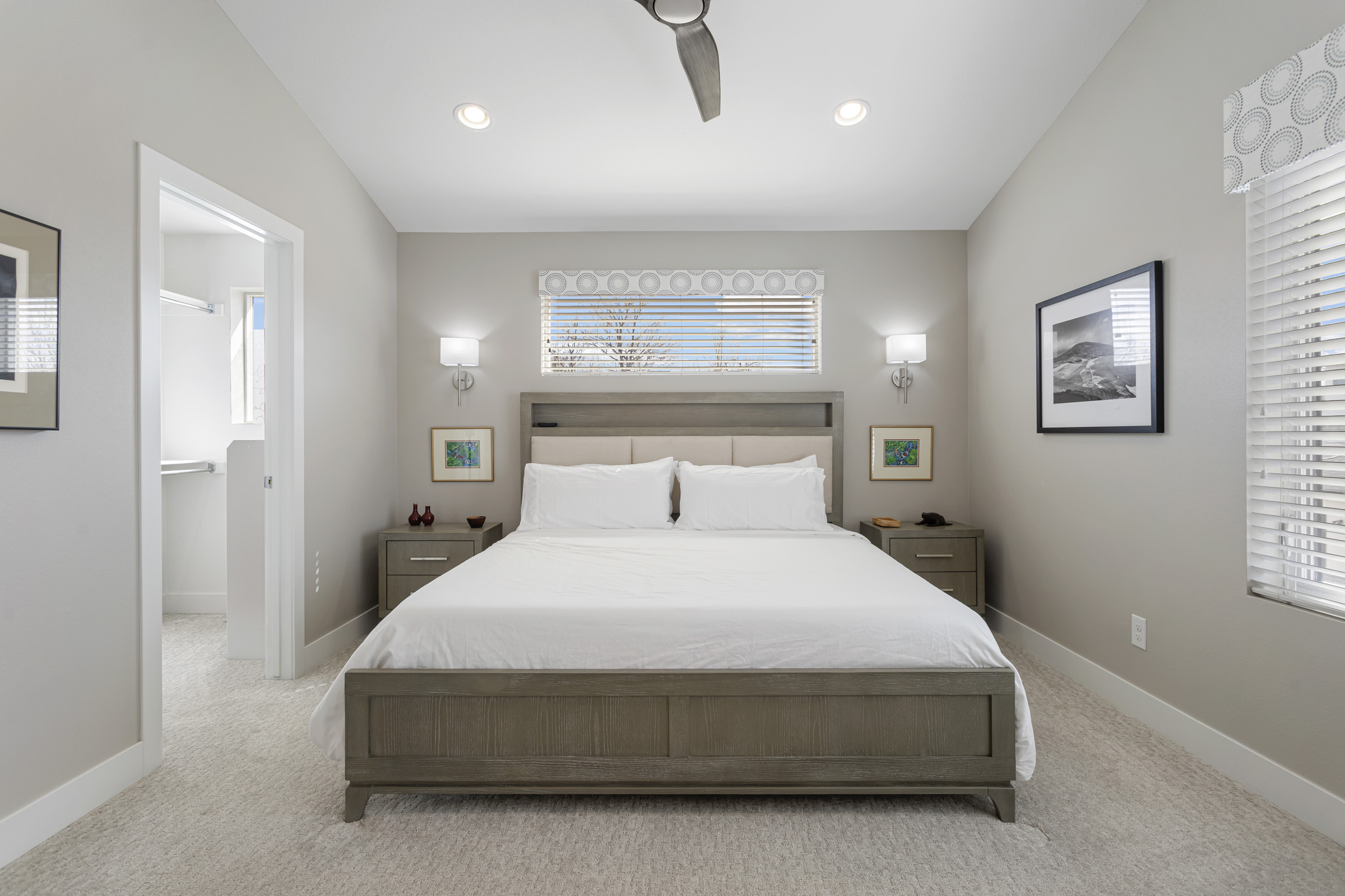 Peaceful bedroom for rest between shifts
